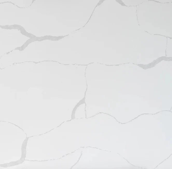 Calacatta Classic White Quartz countertops featuring a bright white background with soft grey veining.