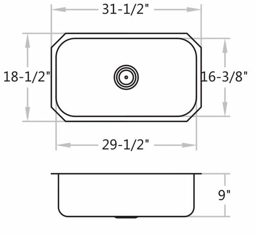 32" Stainless Steel Undermount Kitchen Sink